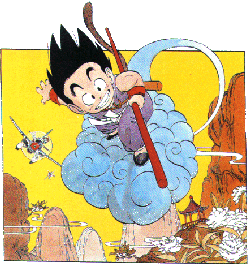 [Image: Gokuu riding on Kintoun]