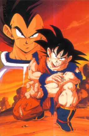 [Image: Vegeta having power dominance over Gokuu]